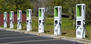 EV charging station in parking lot