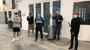 Students at dover high school receiving a new welder