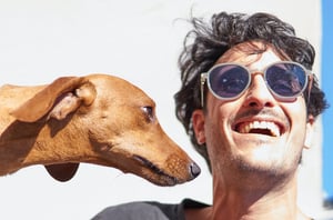 Smiling Man With Dog